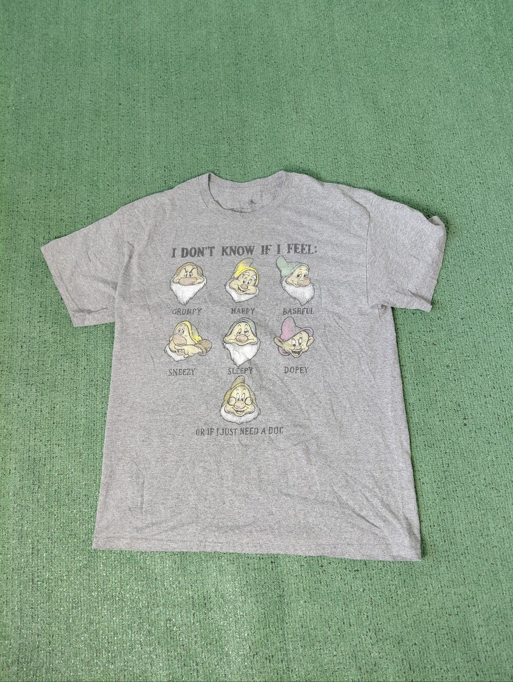 Disney Seven Dwarfs Mood Chart Funny Cartoon Animated Gray T Shirt Sz Large